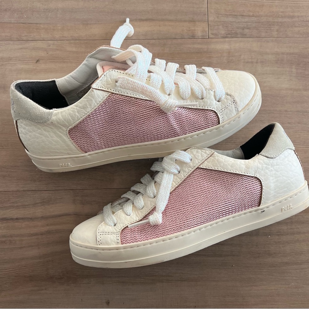 P448 Johnny low top sneakers jolly Polly pink and white -37 - Picture 3 of 11